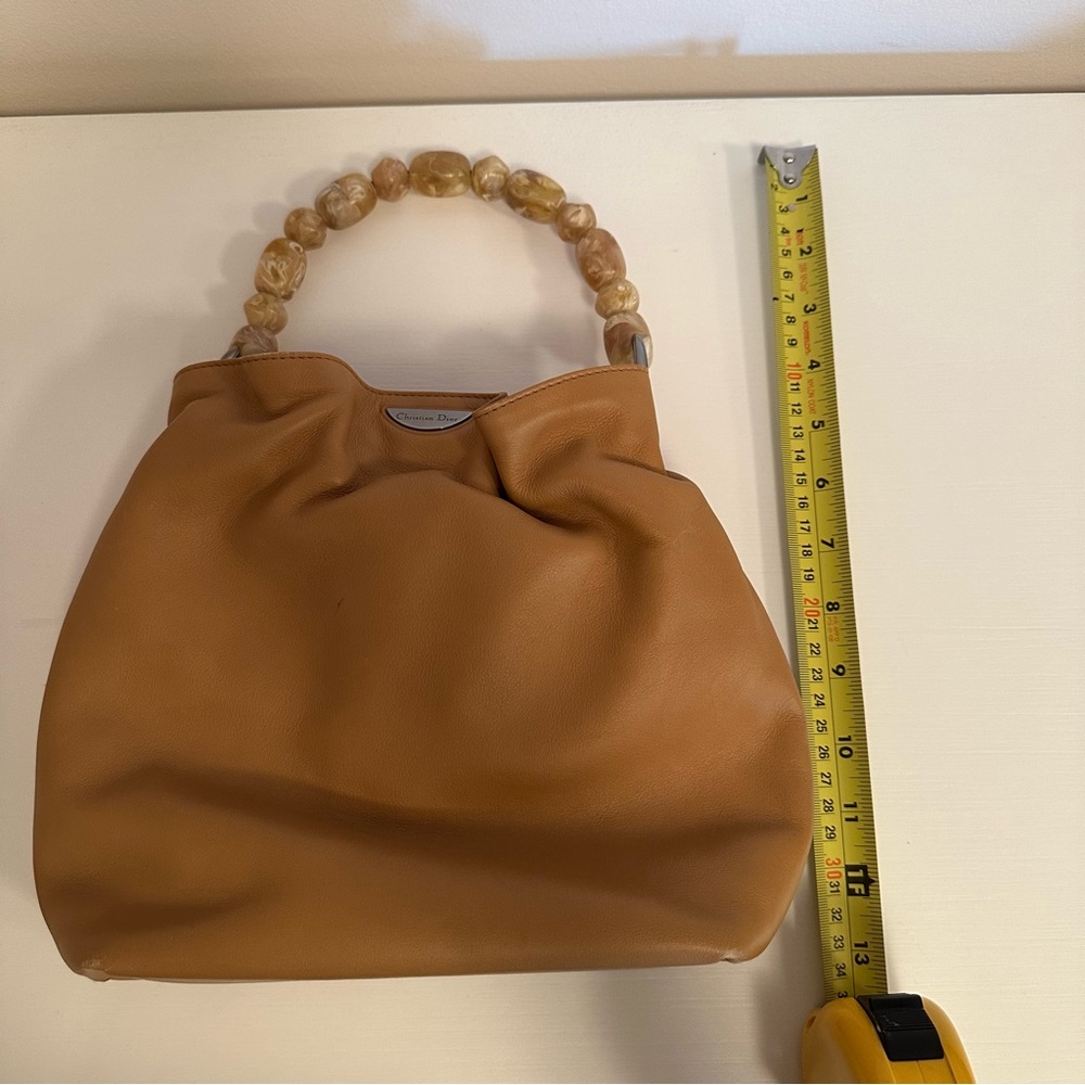 SALE! Dior Leather Bag with Beaded Handle. GREAT condition. RARE, AUTHENTIC. - Picture 13 of 16